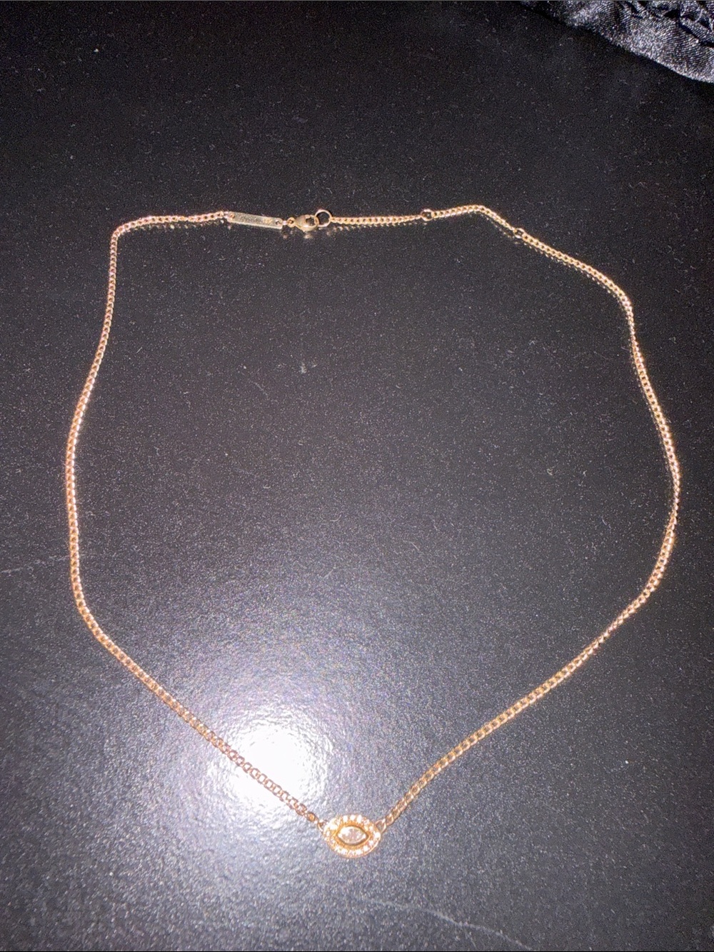 Delicate Gold Chain Necklace with Pave Circle Pendant